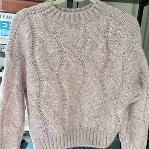 Cozy Cable Knit Sweater - pinkish cream - crop top - very contemporary